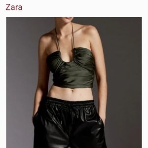 ZARA SATIN EFFECT DRAPED HALTER TOP NWT